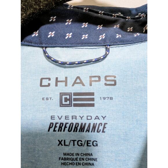 Chaps Everyday Performance Navy Short Sleeve Button Down Shirt XL NWT - Picture 5 of 6